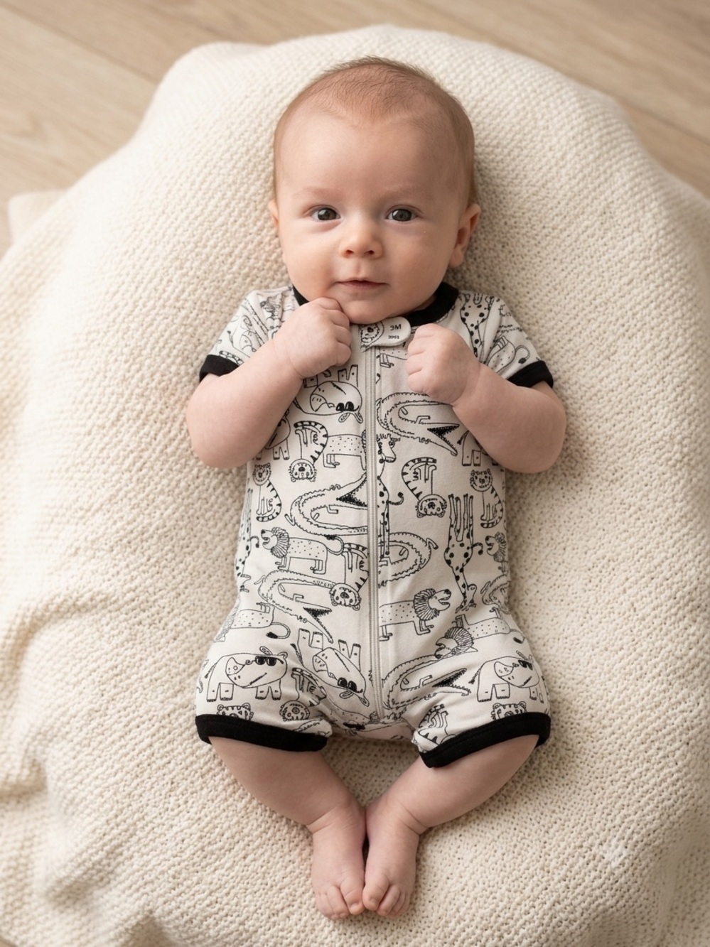 🎉 (3m) Carter's Safari Sketch Shortie Romper
